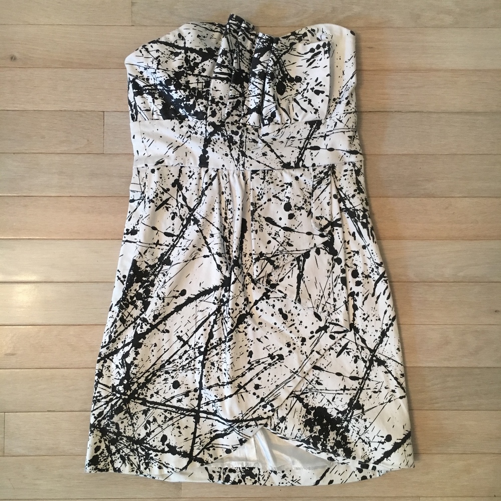 Metropark Black & White Splatter Mini Dress XS